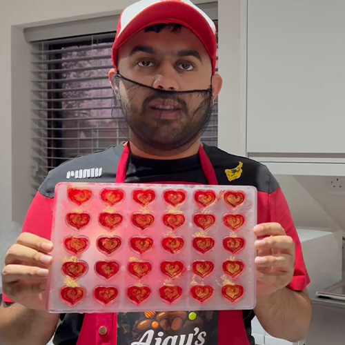chocolate sauce being whisked in a bowl creating a smooth glossy texture for five delightful desserts